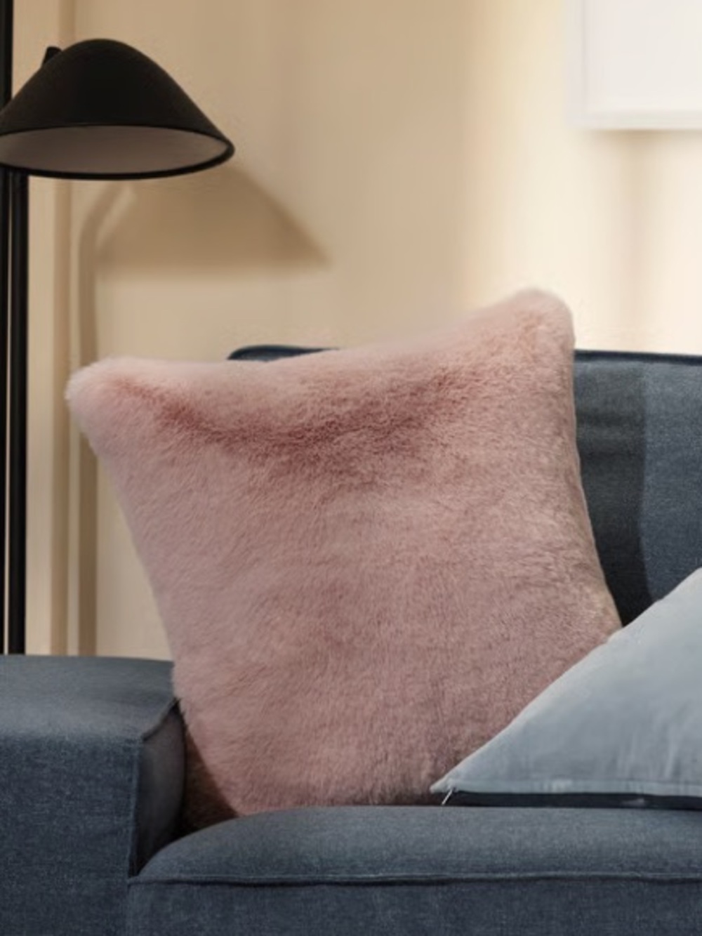 Plush Faux Fur Throw Pillow - Blush Pink
